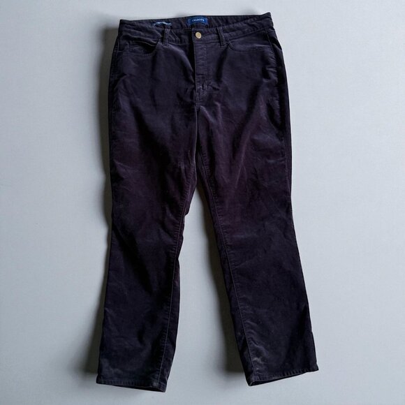 TALBOTS navy Blue Velvety High Waist Curvy Straight Leg Pants Size 14P - Picture 1 of 5